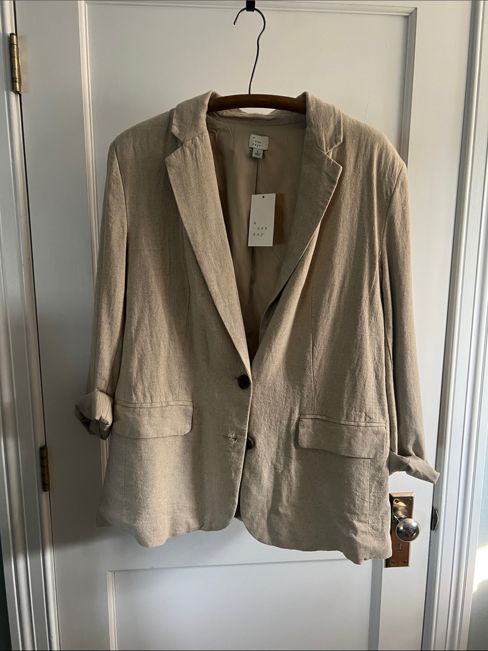 a new day Light Beige Linen-Blend two Button Blazer